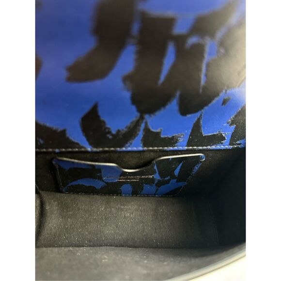 ALEXANDER MCQUEEN GRAFFITI FOUR-RING LEATHER SHOULDER BAG IN BLUE BLACK $2,500 - Picture 16 of 16
